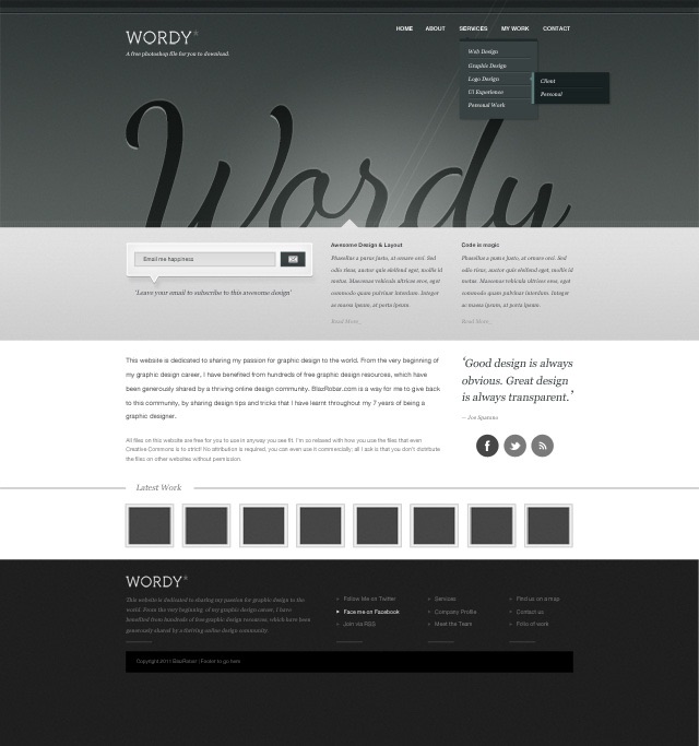 free website psd template download