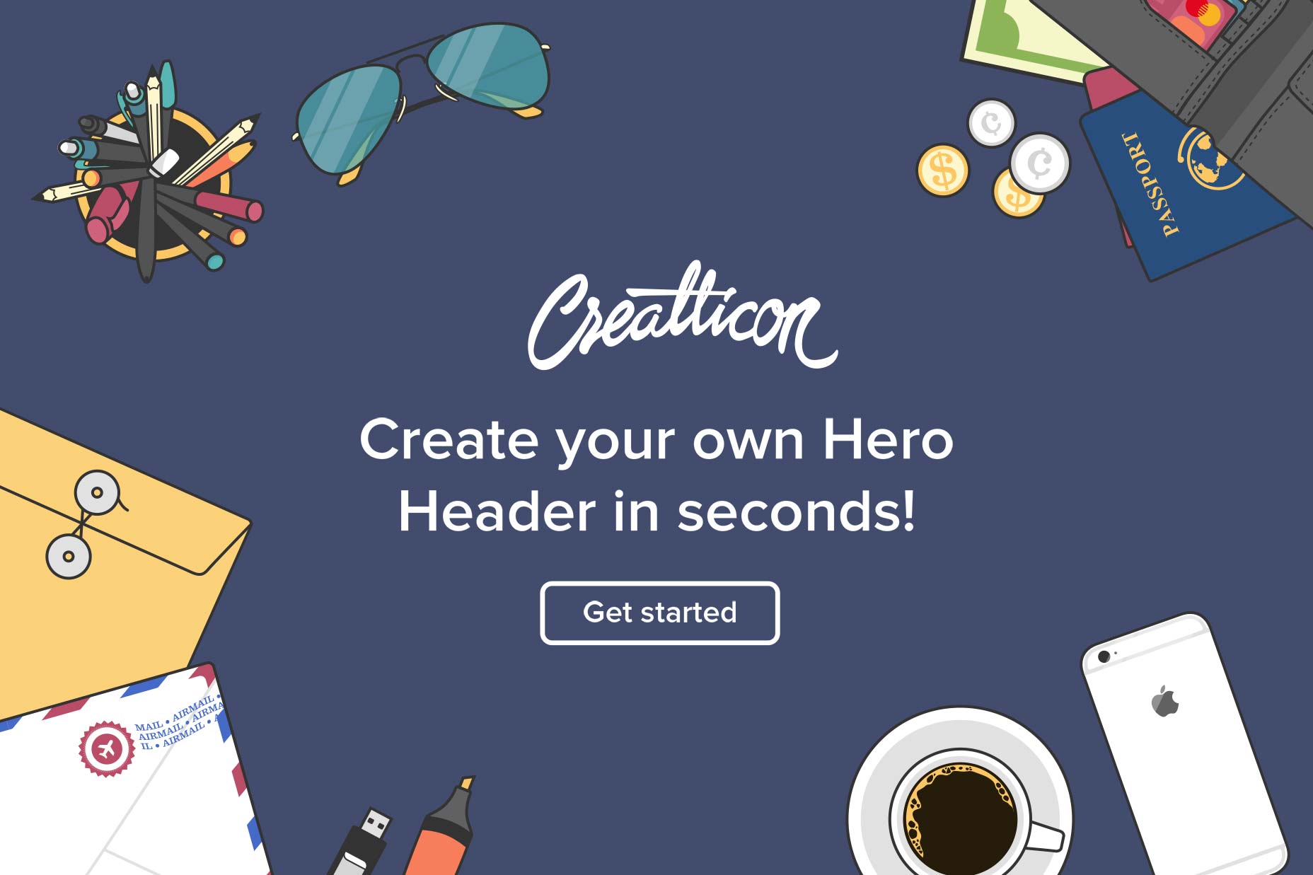 hero head flat free illustration 