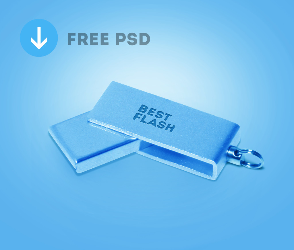 blue flash drive mockup psd free