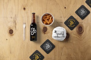 bar, restaurant, wood, branding, free, bottle, beer, pack, paper, burger
