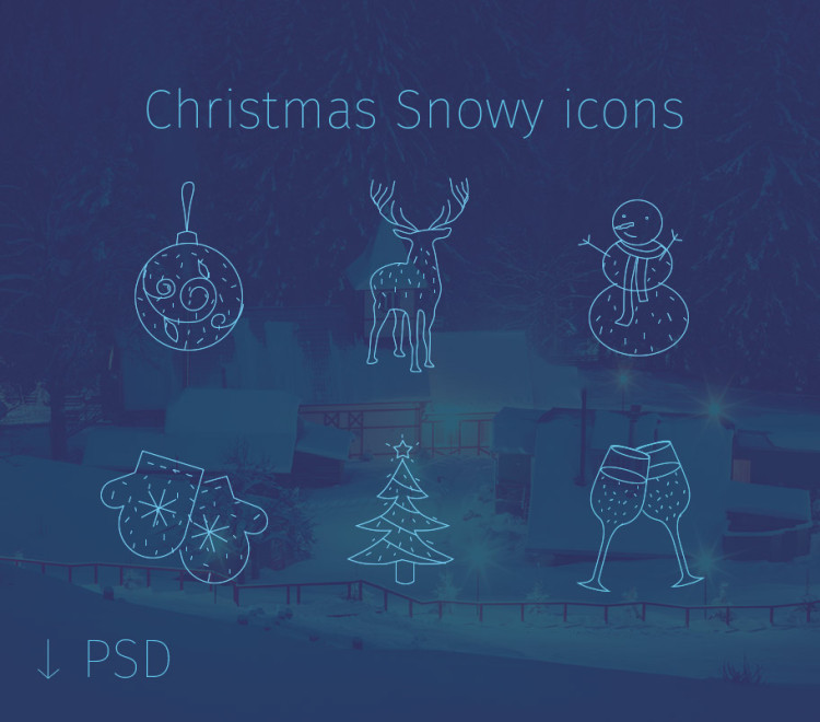 christmas new year icons thin line free