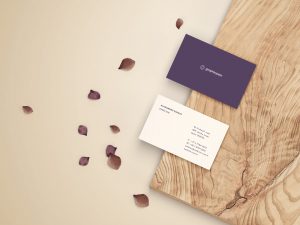 business card mockup wood psd free