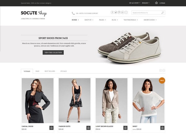 E-Commerce Free Wordpress Theme Socute