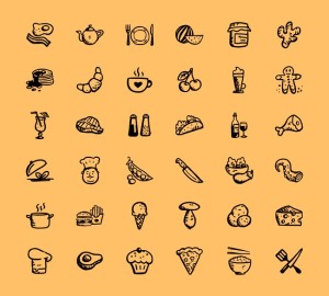 Food hand draw icons set free vector psd