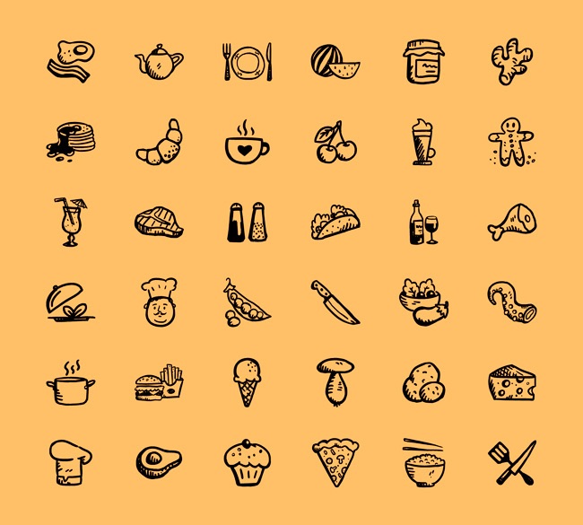 Food hand draw Icon pack