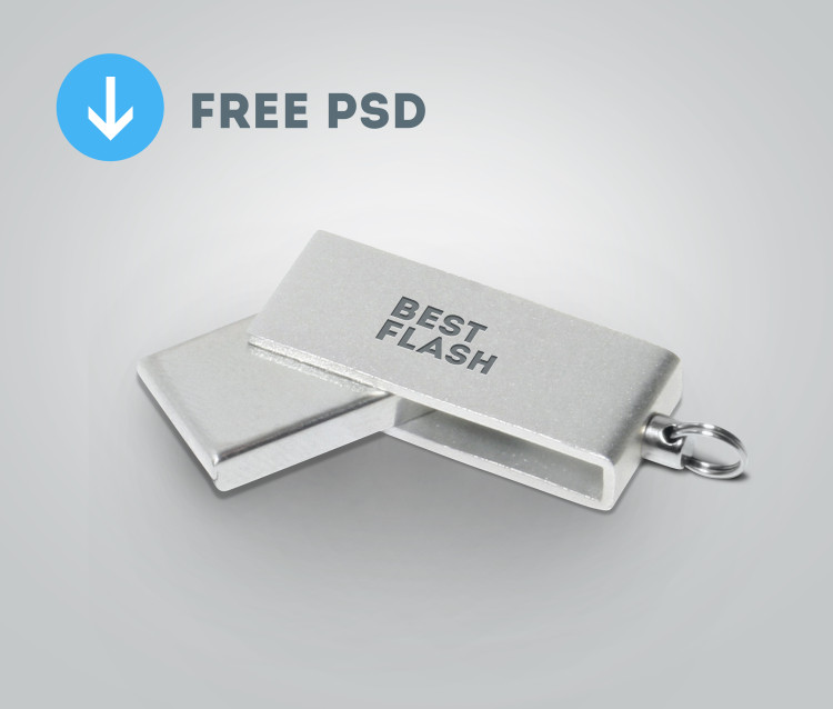 акун silver flash drive mockup psd free