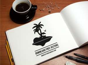 free vector palm tree on island illustration