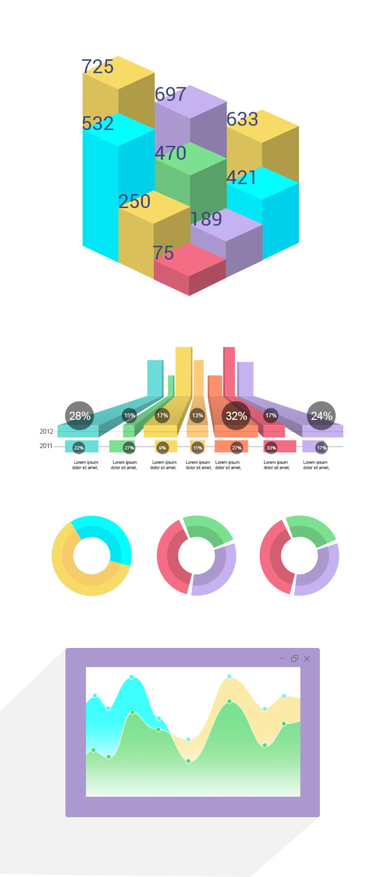 free infographics set charts download psd