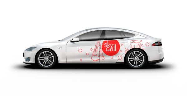 Download Tesla S car branding mock up