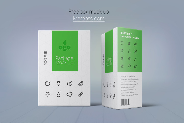 box package free mock up psd cardboard