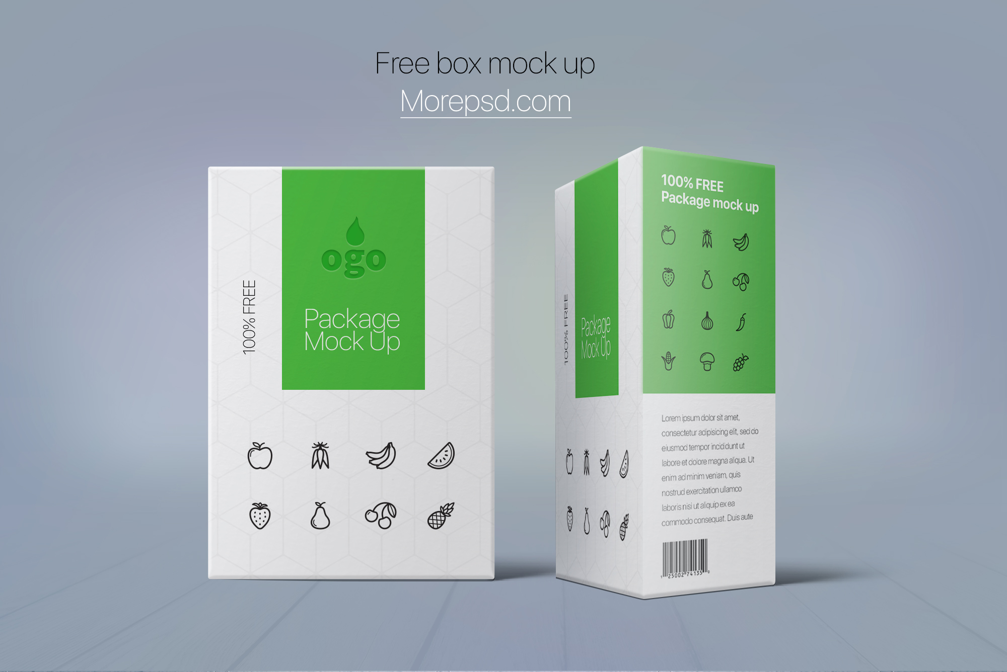 Download Box package design free mock up