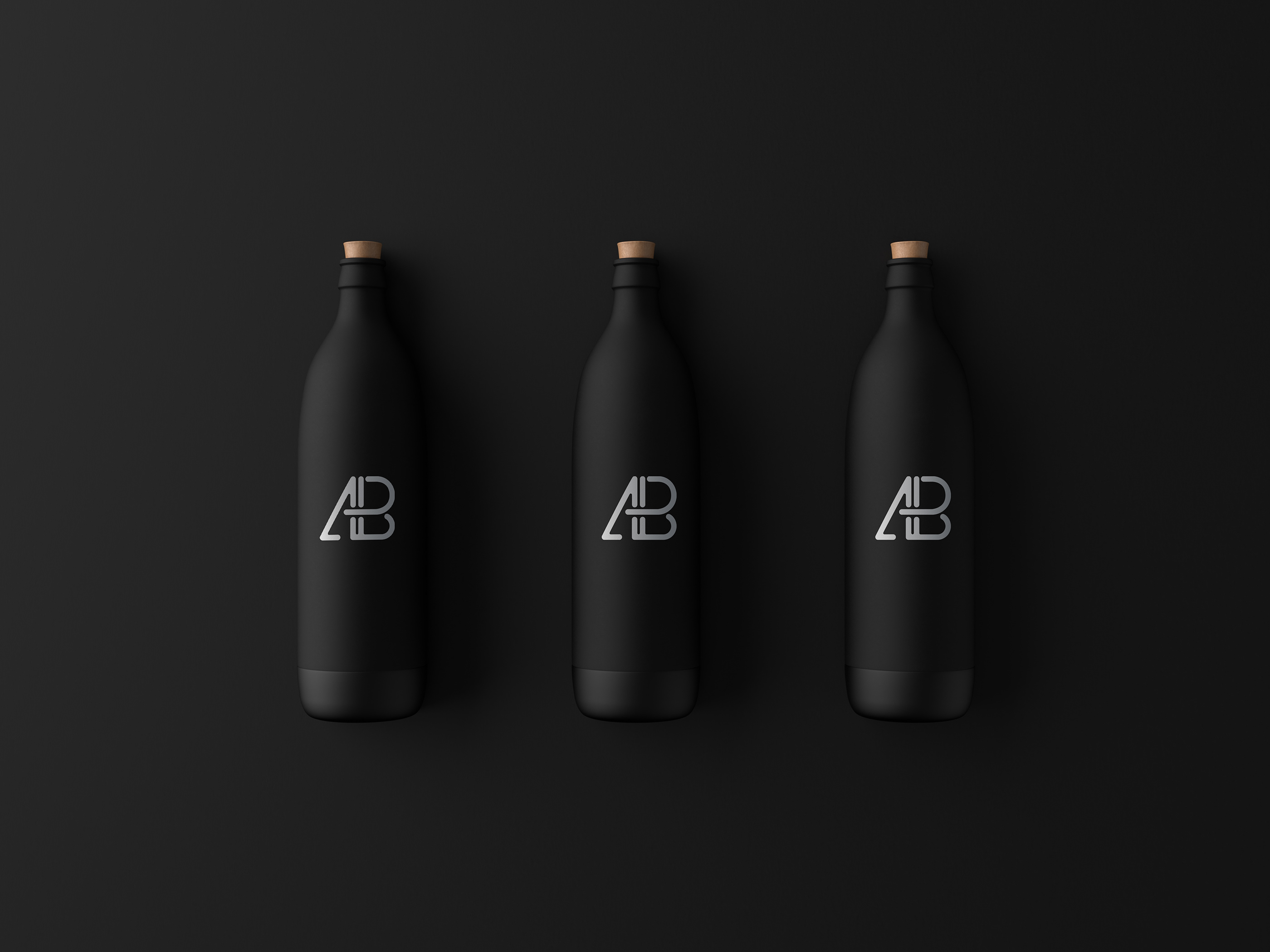 Download Matte black bottles free mockup