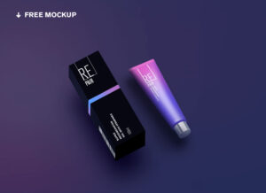 cosmetic tube and box mockup free psd