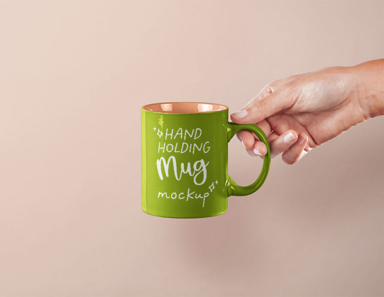 cup mockup in hand free psd photoshop download