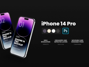 two iPhone 14 Pro mockup free download by PrimePad